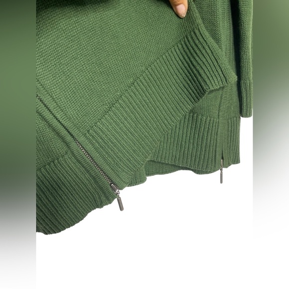 J JILL Olive green open long SOFT cardigan with side decorative zipper size-M - Picture 3 of 7